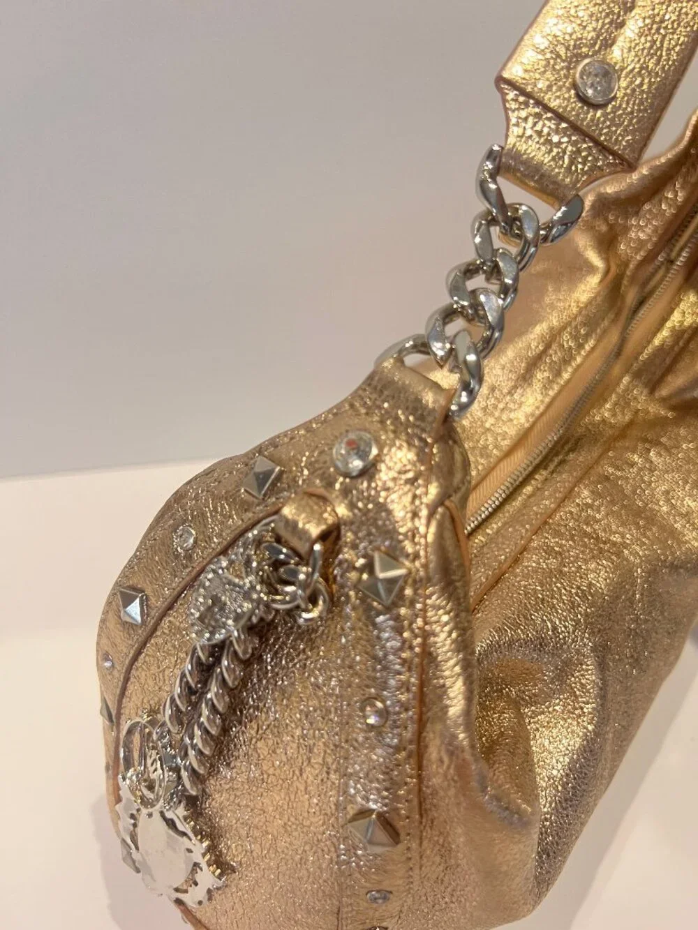 Juicy Couture Metallic Rose gold Leather Small Hobo Bag-Y2K-
